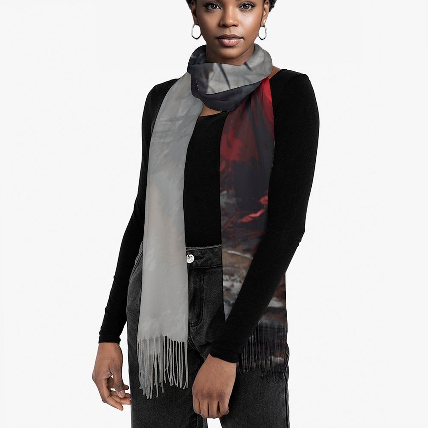 Aelin and Dragon Fantasy Cashmere-like Tassel Scarf (All-Over Printing)