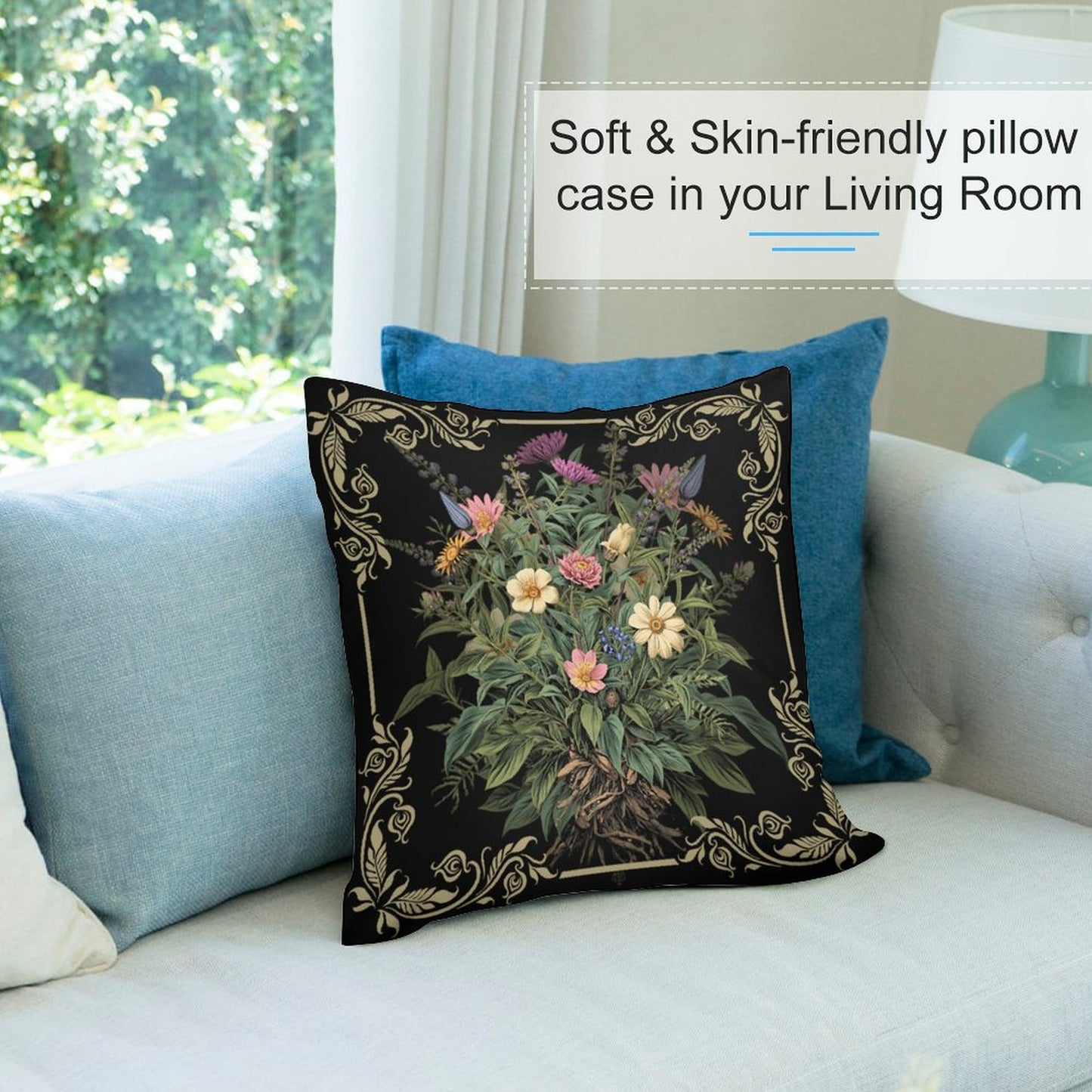 Poisonous Witchcraft Floral Plush Pillow Case - Witchy Home Decor Set of 2