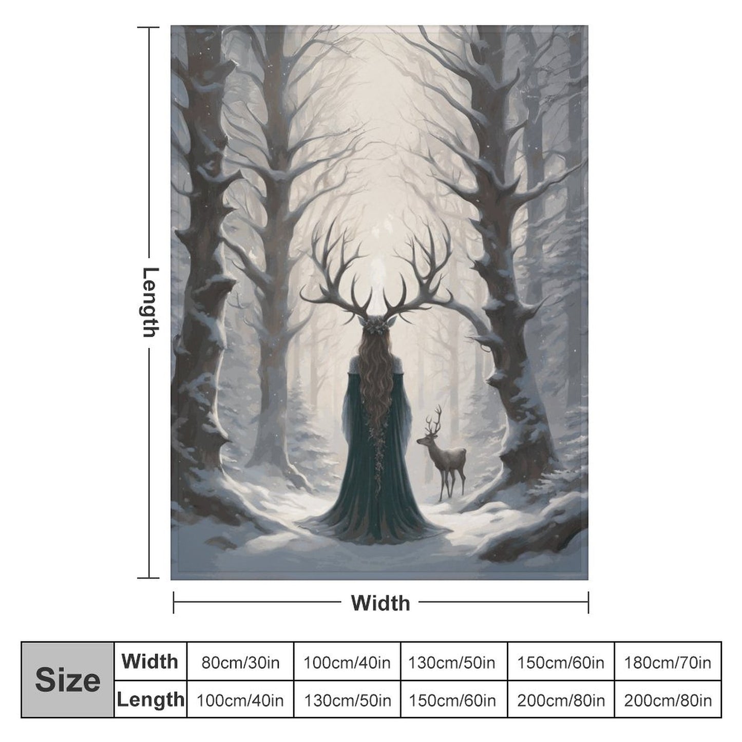 Yule Winter Witch 280gsm Flannel Blanket-60"x80" (Dual-sided Printing)