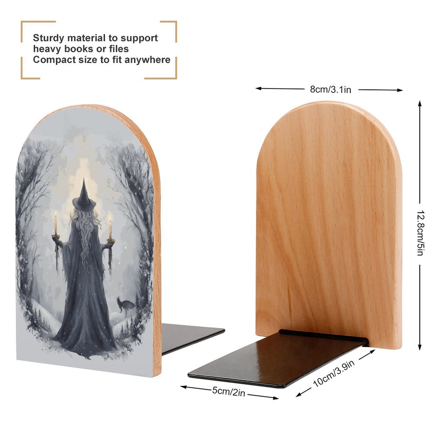 Winter Witch Wood Bookends (Set of 2)