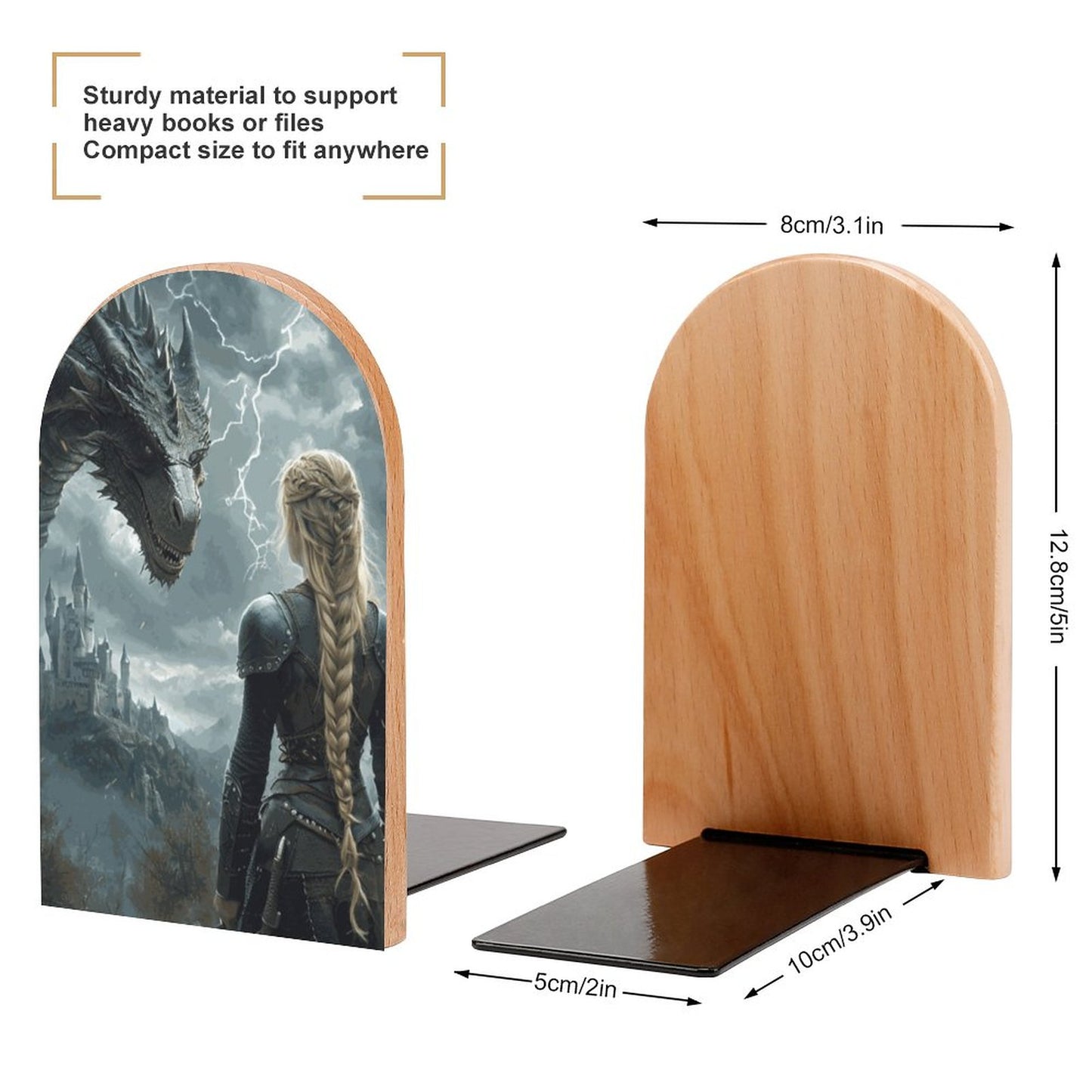 Fantasy Dragon Wood Bookends (Set of 2)