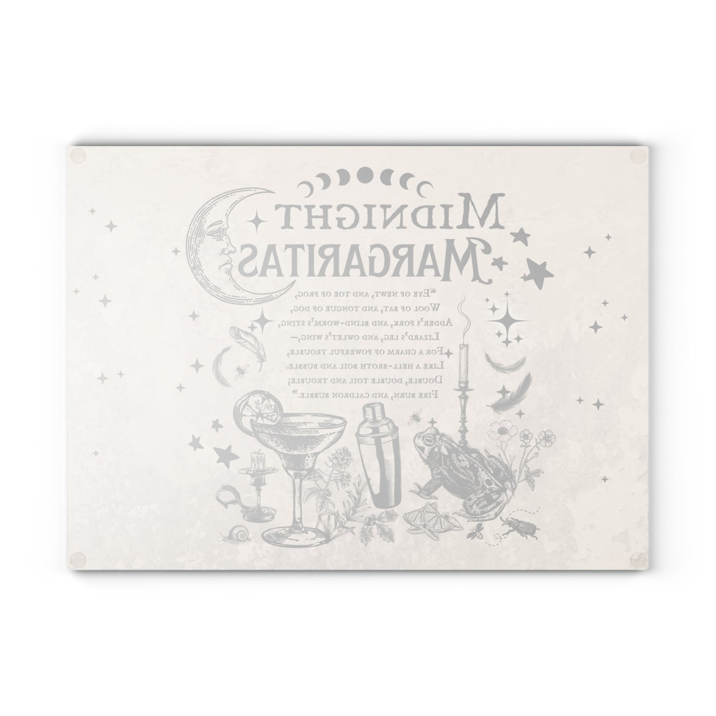 Midnight Margaritas Glass Cutting Board | Cocktail Moon Martini Design