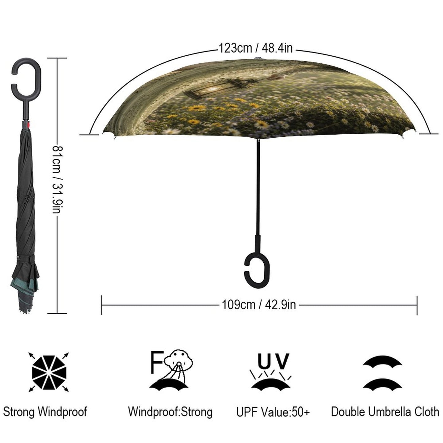 Elen of the Way Spring Car Reverse Umbrella