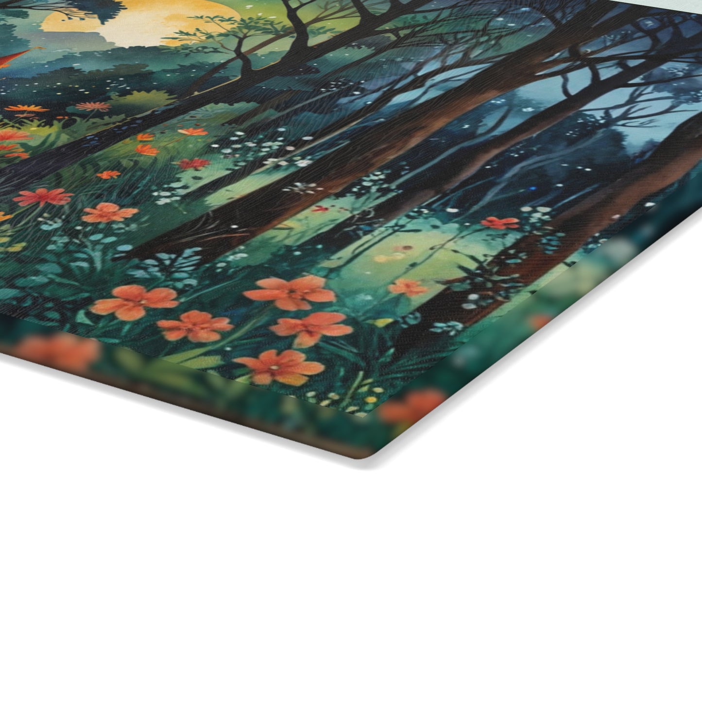 Fairytale Castle Glass Cutting Board | Enchanted Forest Cottage Countertop Protector