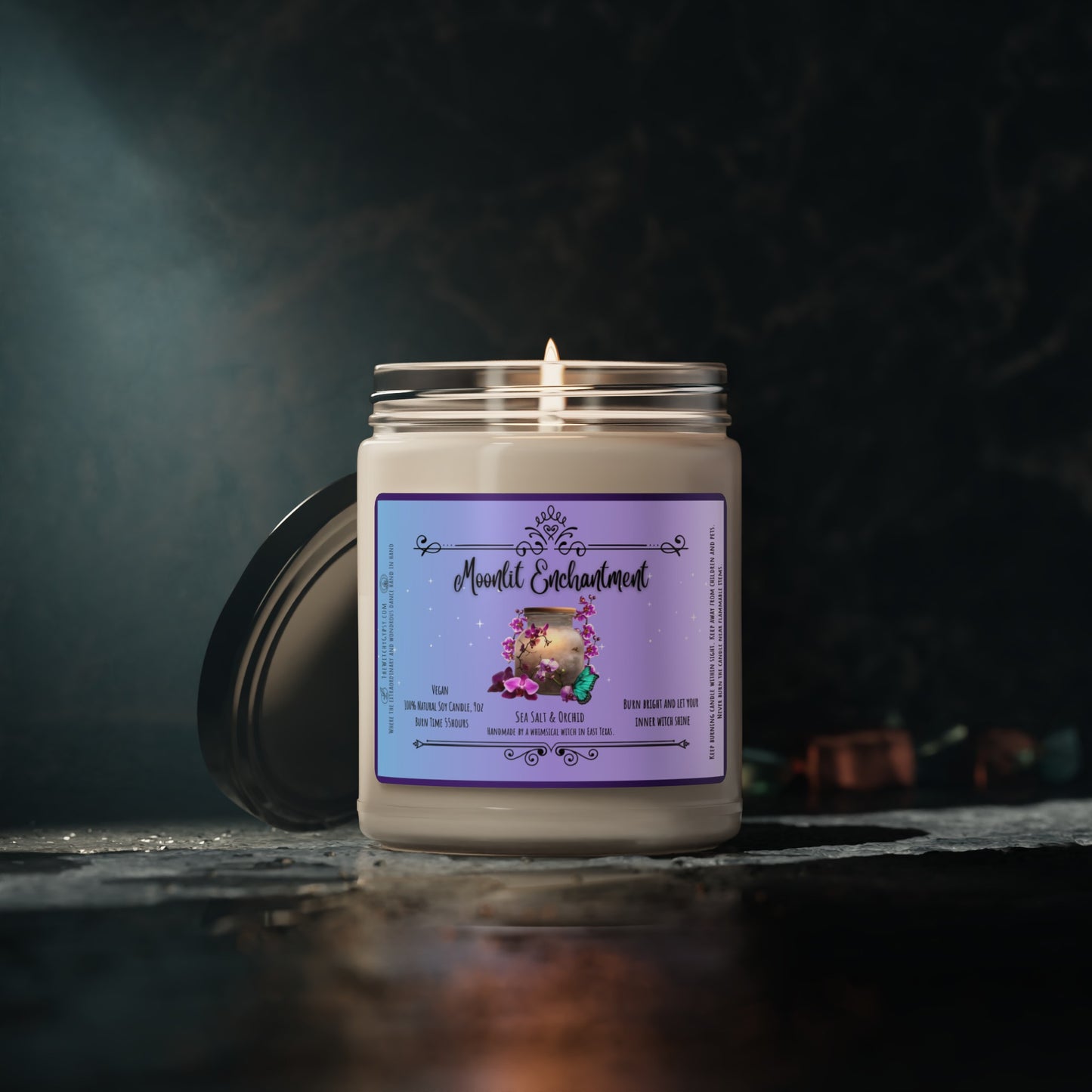 Moonlit Enchantment Candle, Vegan Scented Soy Candle, 9oz 55 hour - The Witchy Gypsy