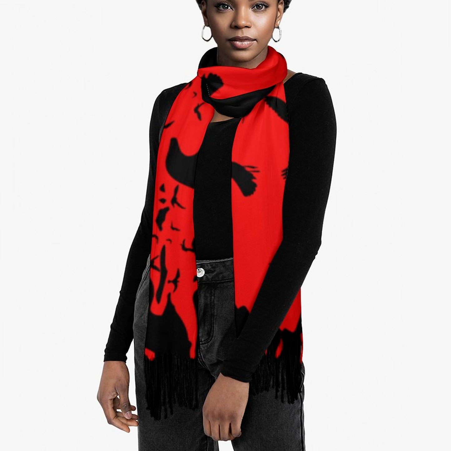 Murder of Crows Siren Tassel Scarf (All-Over Printing)