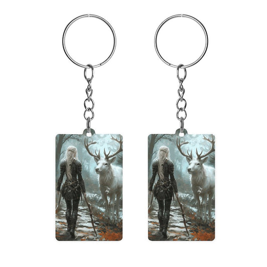 Fantasy Aelin and Stag Acrylic Keychain (Dual-sided Printing)