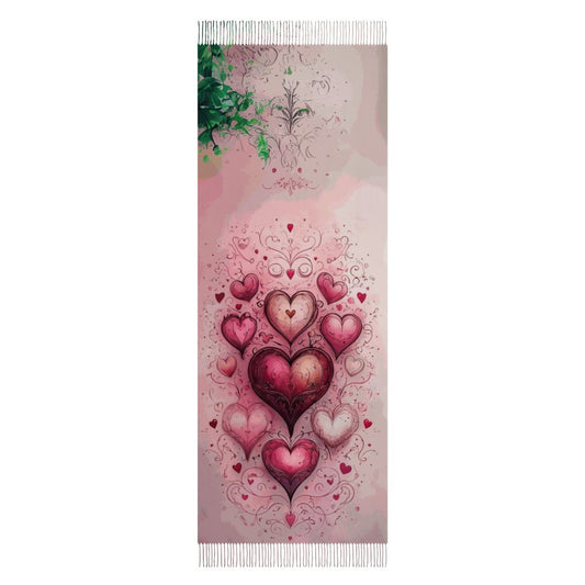 Enchanting Hearts Cashmere-like Tassel Scarf (All-Over Printing)