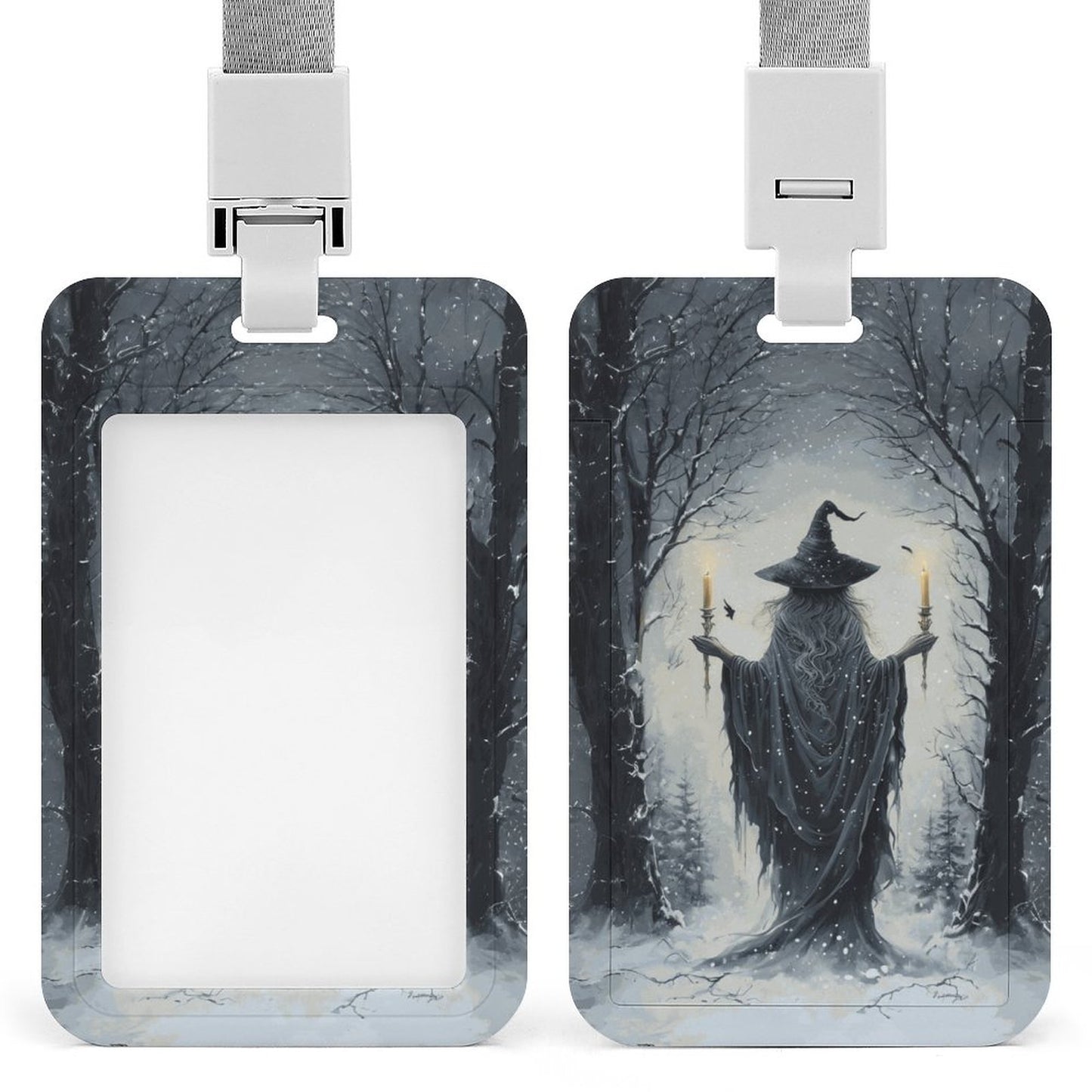 Winter Witch Vertical ID Badge Holder
