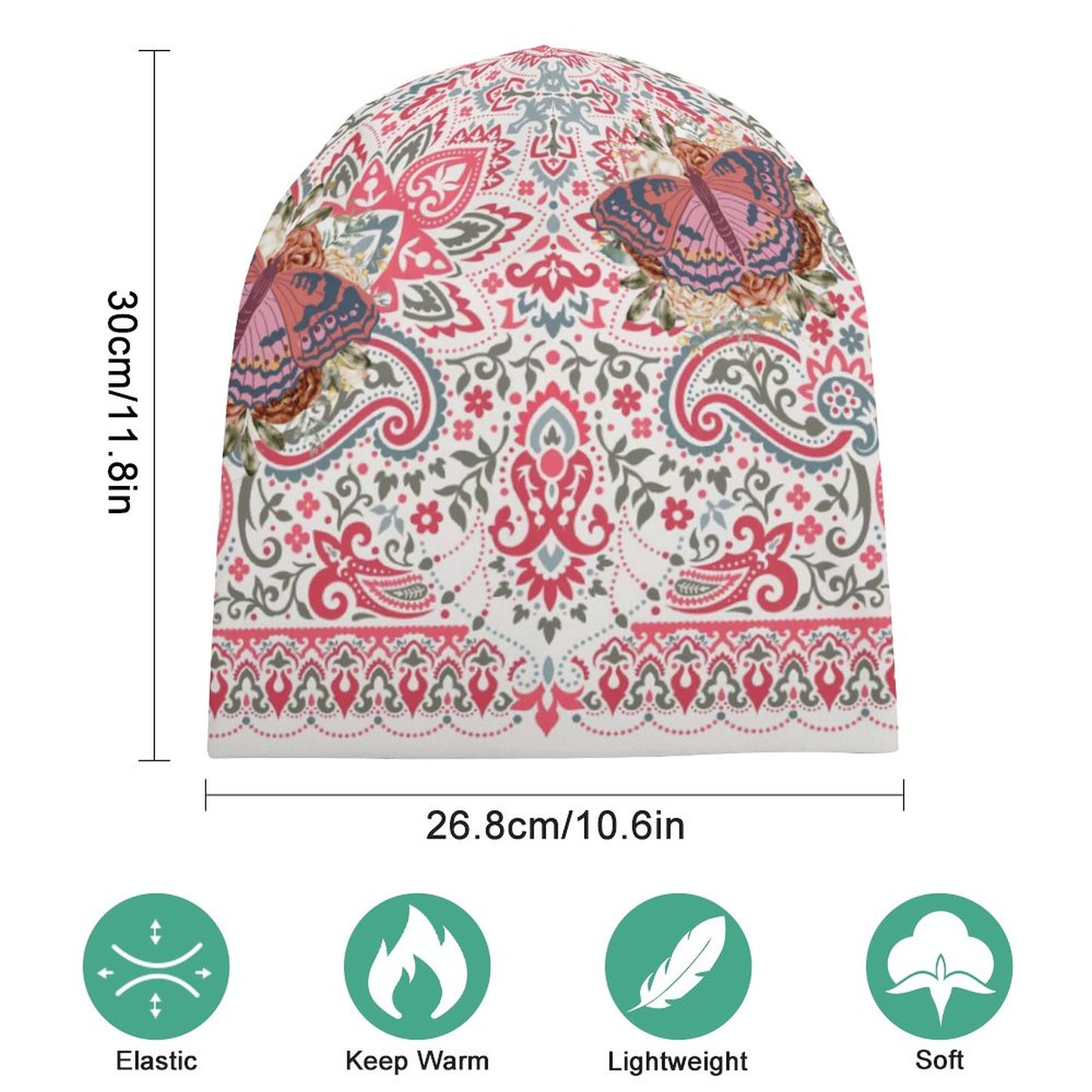 Pink Lunamoth Paisley Pullover Cap (All-Over Printing)