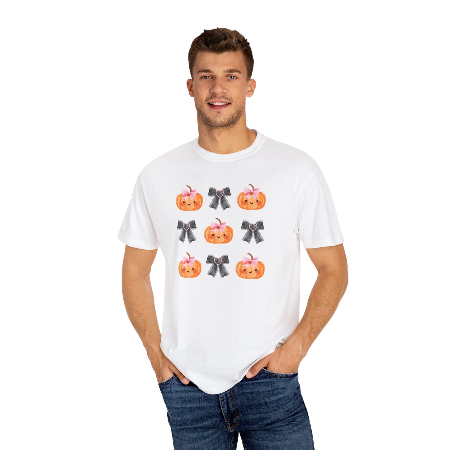 Sweet Pumpkins and Bows Unisex Garment-Dyed T-shirt