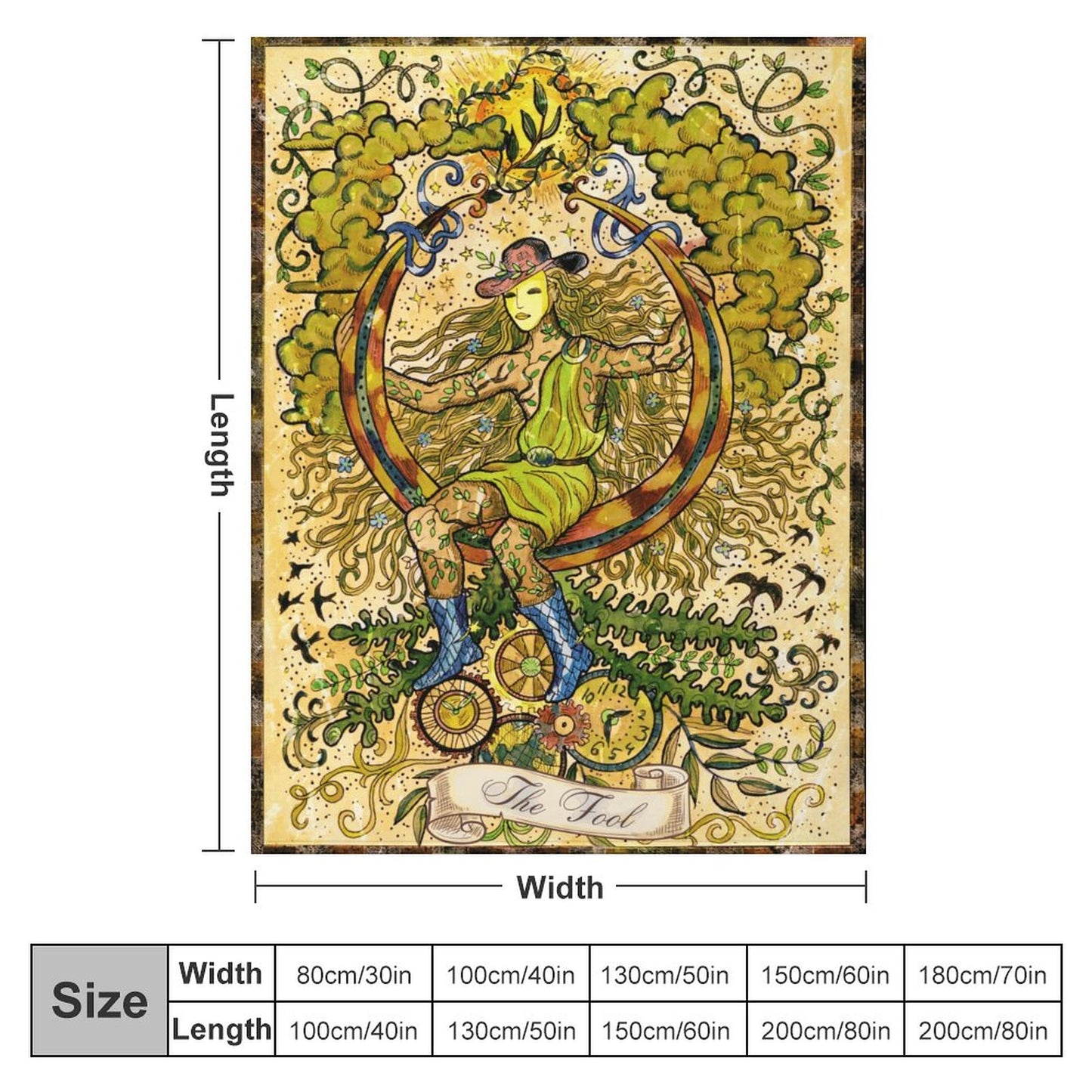 the Fool Tarot 280gsm Flannel Blanket-60"x80" (Dual-sided Printing)