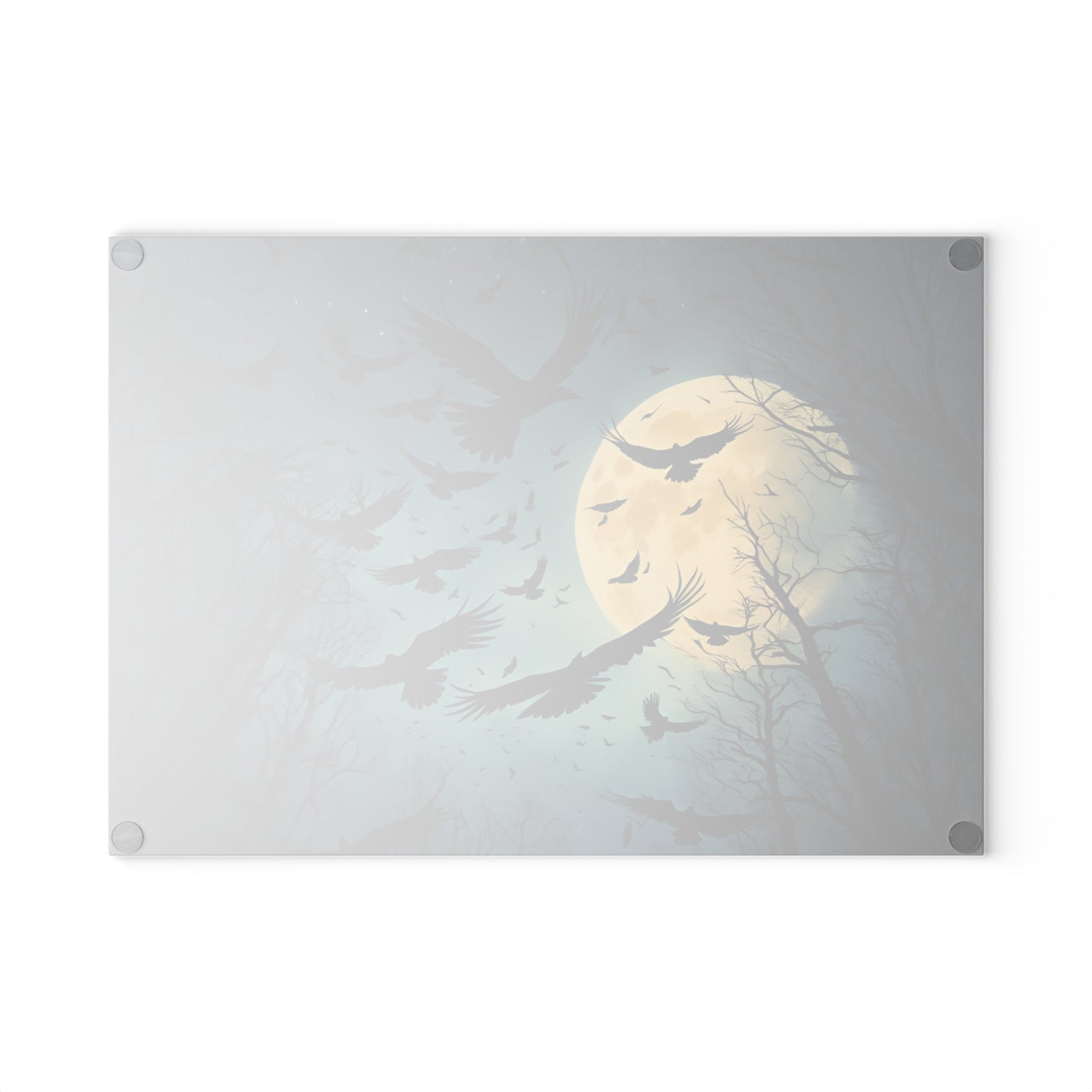 Full Moon Crows Glass Cutting Board | Dark Academia Decor