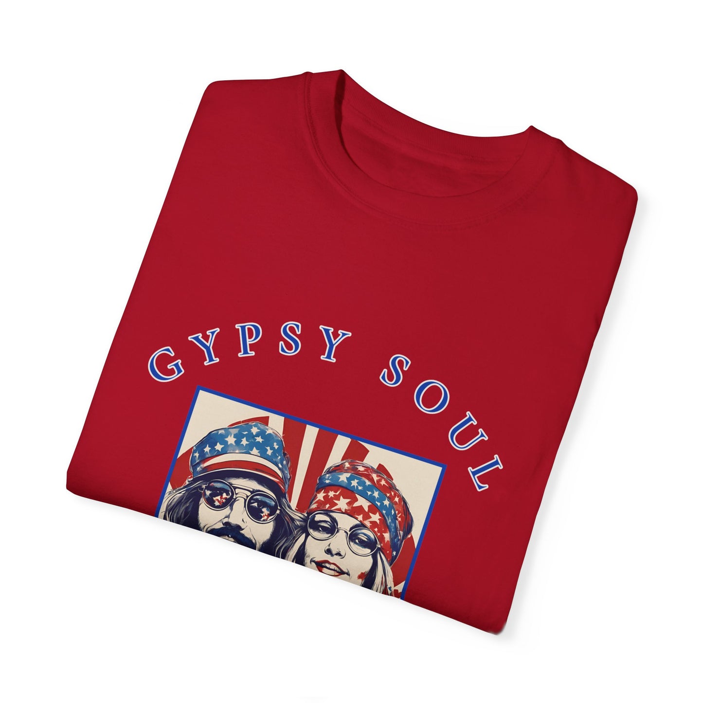 Gypsy Soul Red, white, blue, and groovy too T-shirt, hippy style, 4th of july, Independence day, American party, hippy girl, patriotic hippy,flower children, Boho girl