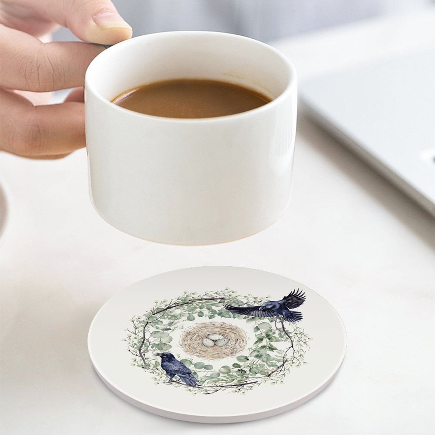 Crows Nest Round Ceramic Coaster