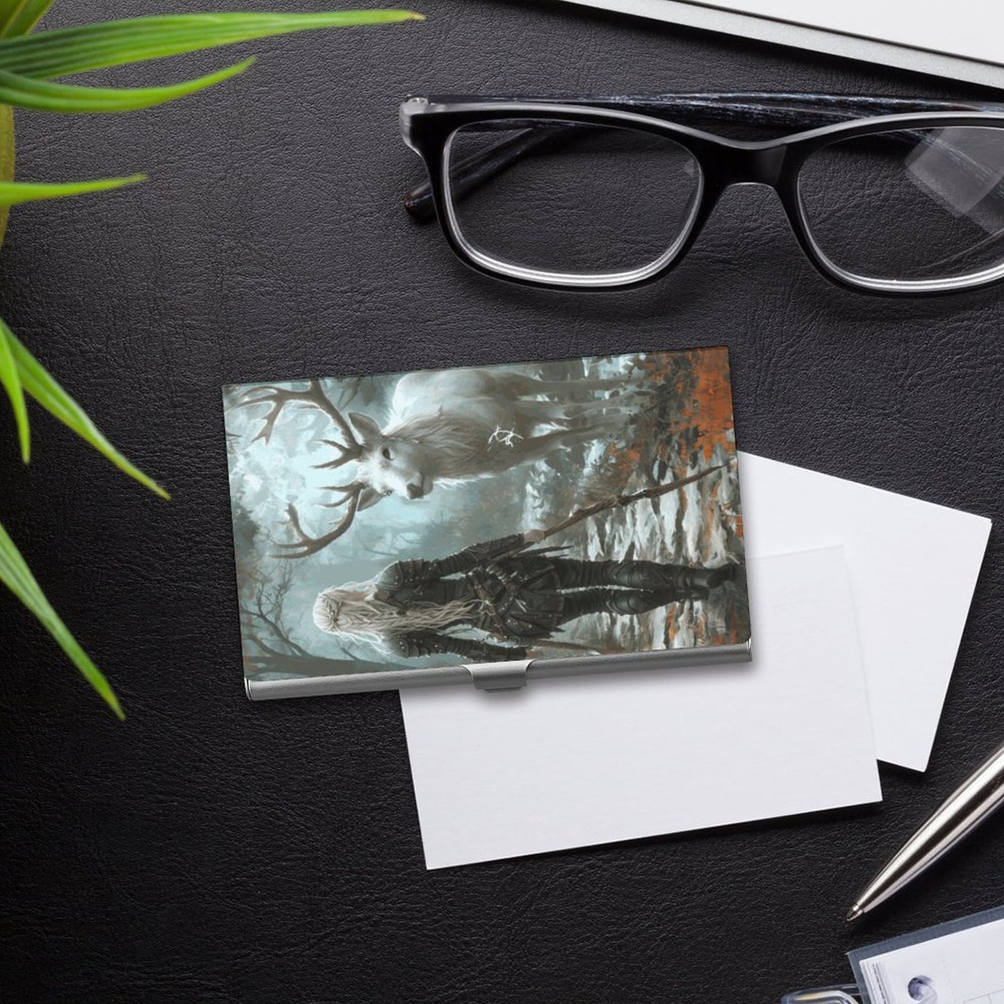 Aelin and Stag Fantasy Business Card Holder