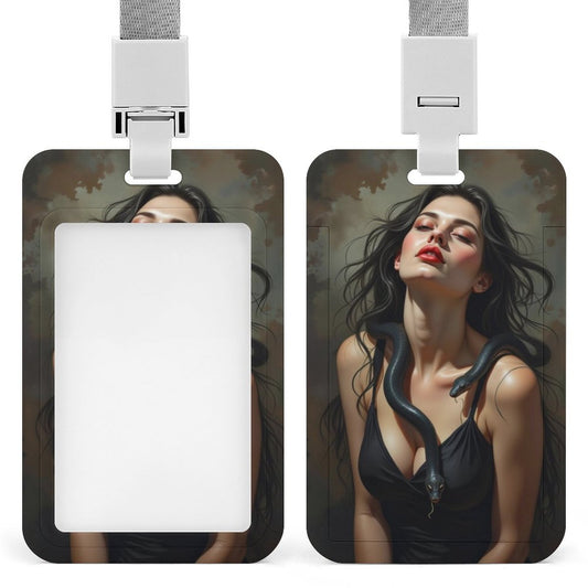 Lilith with snakes Vertical ID Badge Holder