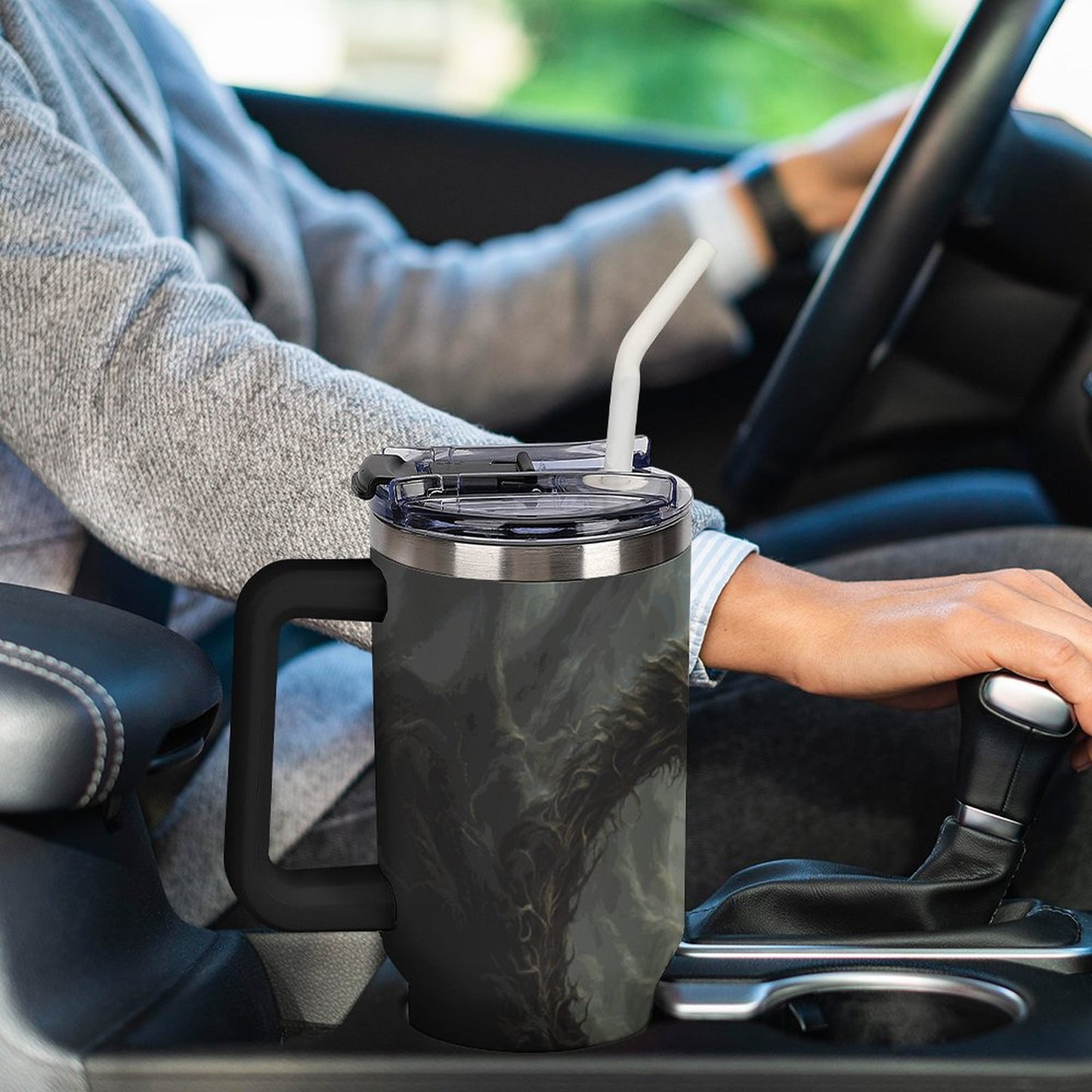 40oz Insulated Tumbler with Handle and Straw