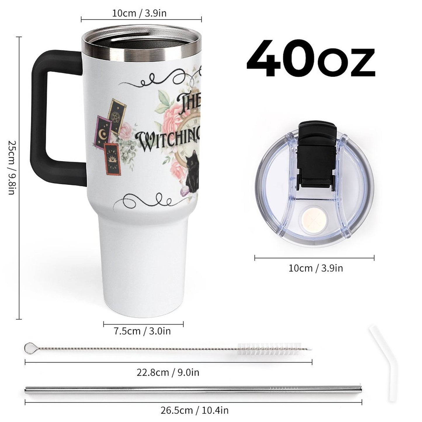 The Witching Hour 40oz Insulated Tumbler with Handle and Straw