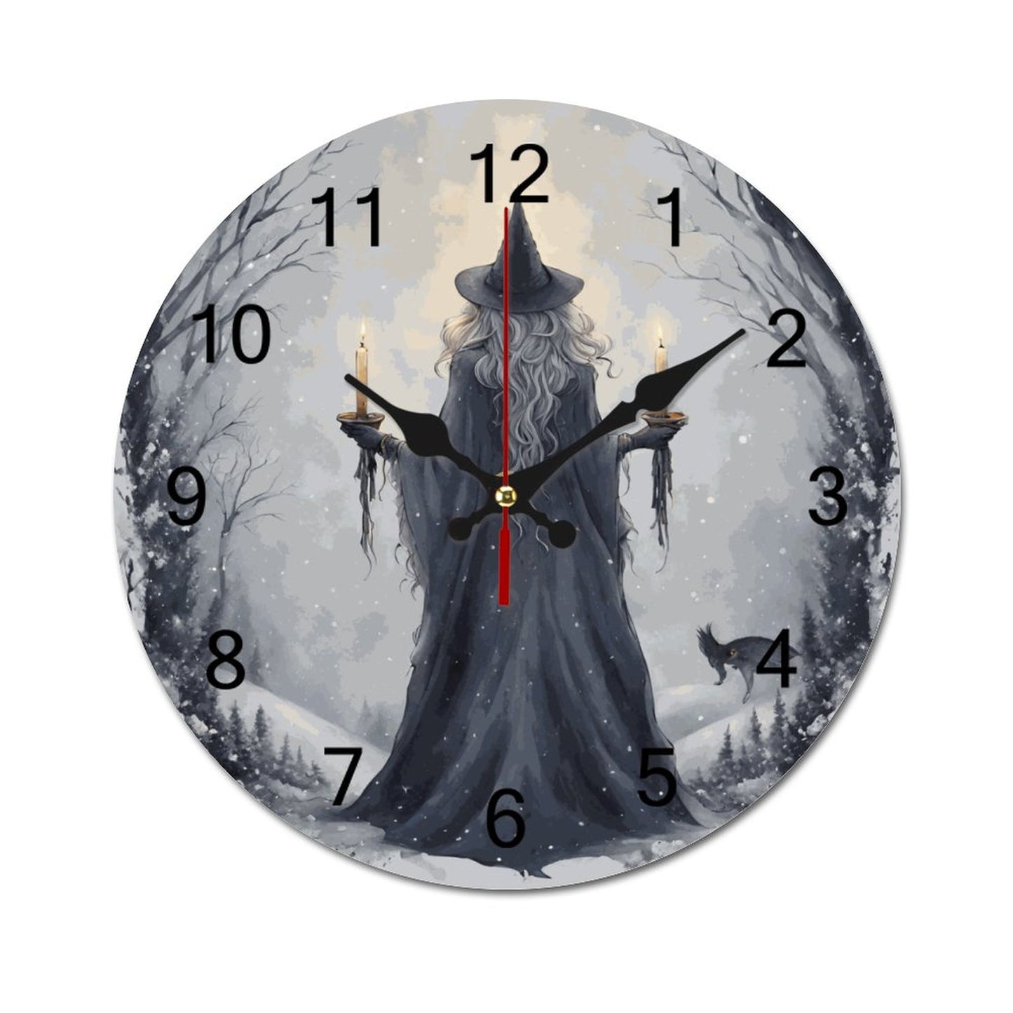 Winter With Concise Silent Wooden Wall Clock-9.84"x9.84"/ 25x25cm