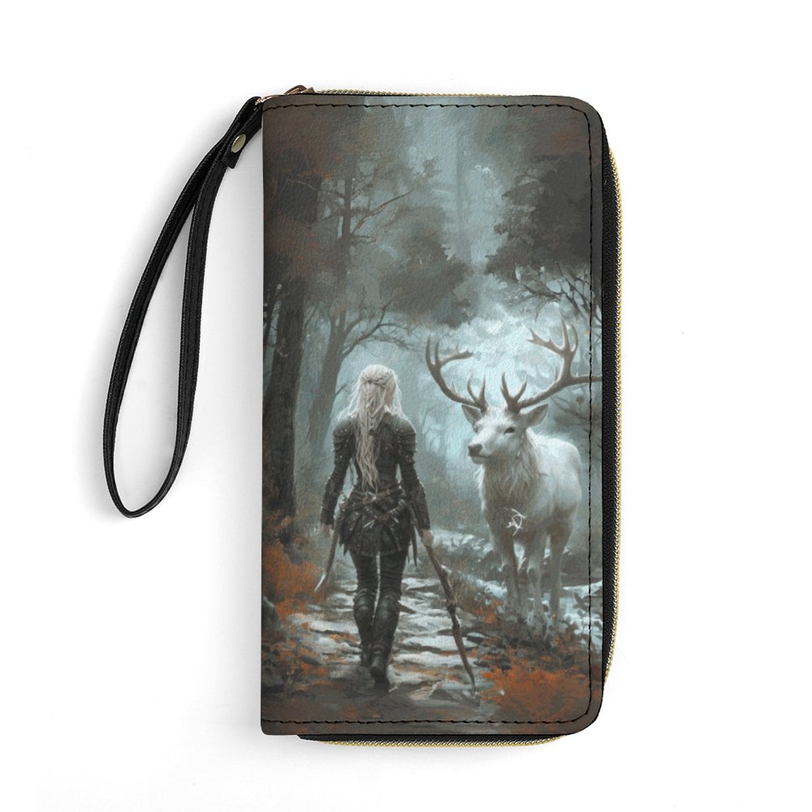 Aelin and Stag Fantasy Leather Wallet Wristlet Strap
