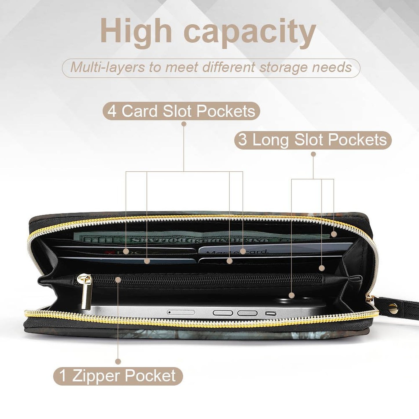 Aelin and Stag Fantasy Leather Wallet Wristlet Strap