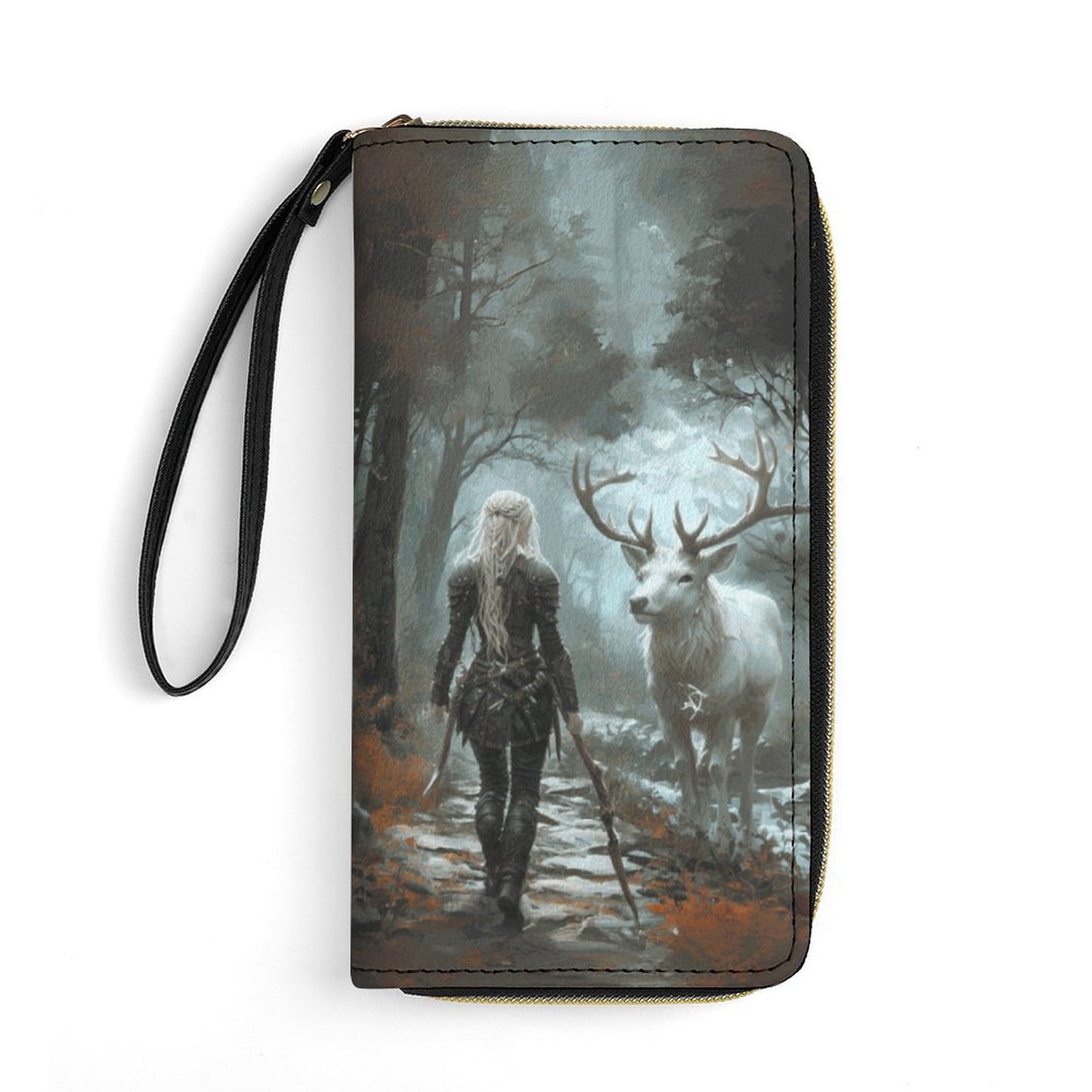 Aelin and Stag Fantasy Leather Wallet Wristlet Strap