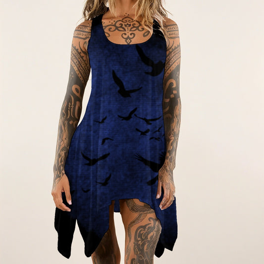 Blue Murder of Crows Sleeveless Tank Dress, Gothic Clothing