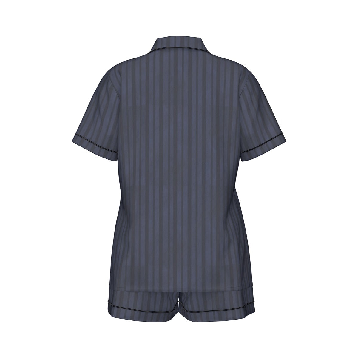 Dark gray pinstripe pajama set on a white background