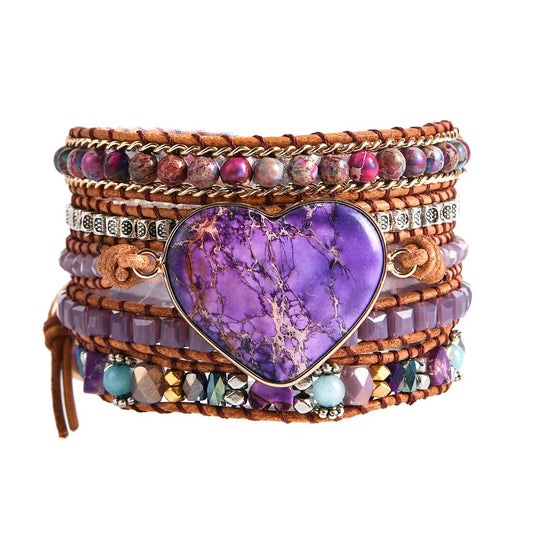 Bohemian Classic Heart Shape Leather Wrap Bracelets- The Witchy Gypsy