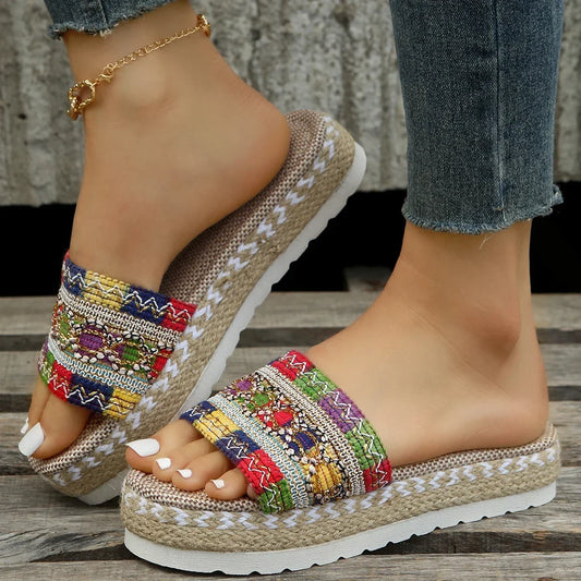 Bohemian Handmade Ladies Espadrilles, Summer Weave Boho Platform Shoes - The Witchy Gypsy
