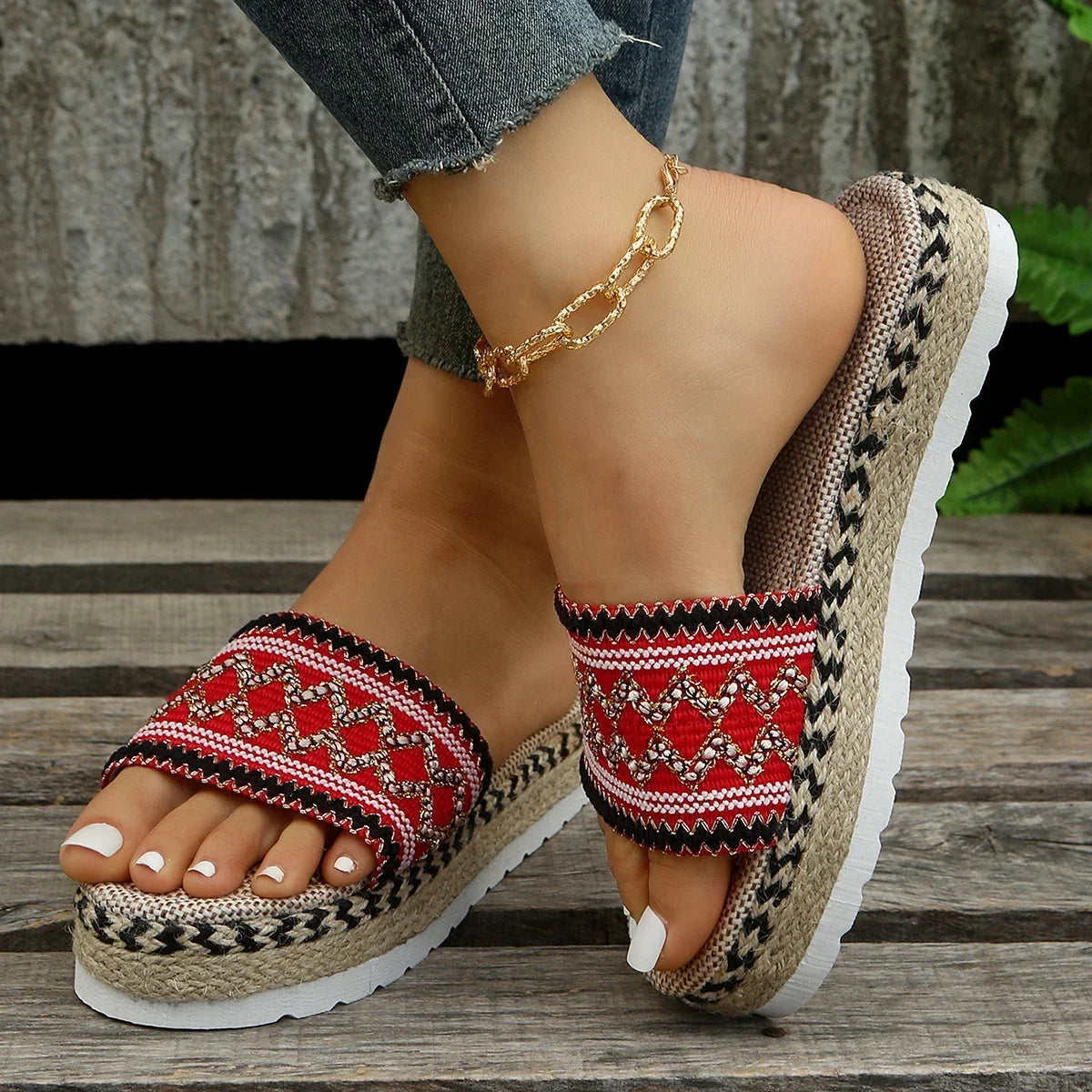 Bohemian Handmade Ladies Espadrilles, Summer Weave Boho Platform Shoes - The Witchy Gypsy