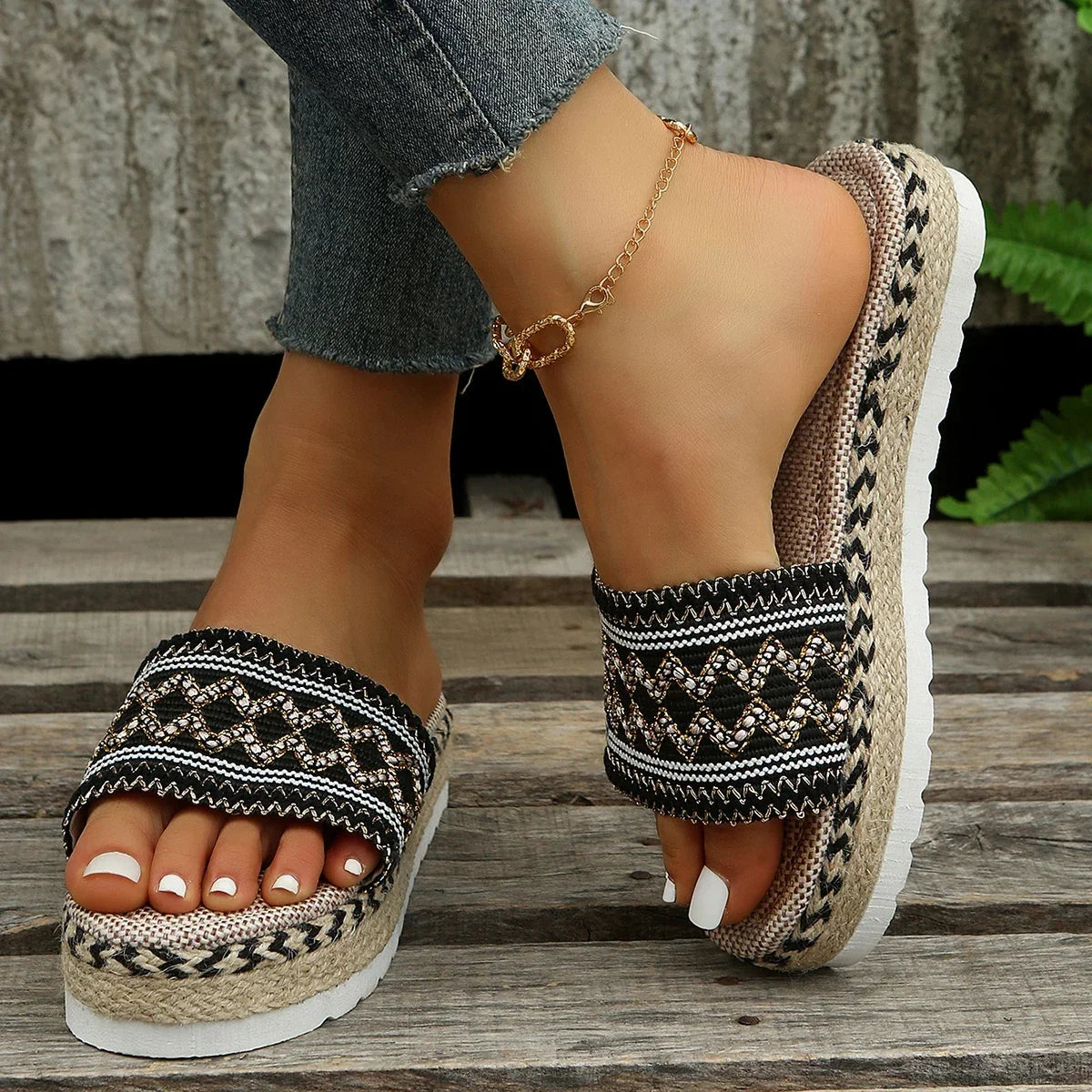 Bohemian Handmade Ladies Espadrilles, Summer Weave Boho Platform Shoes - The Witchy Gypsy