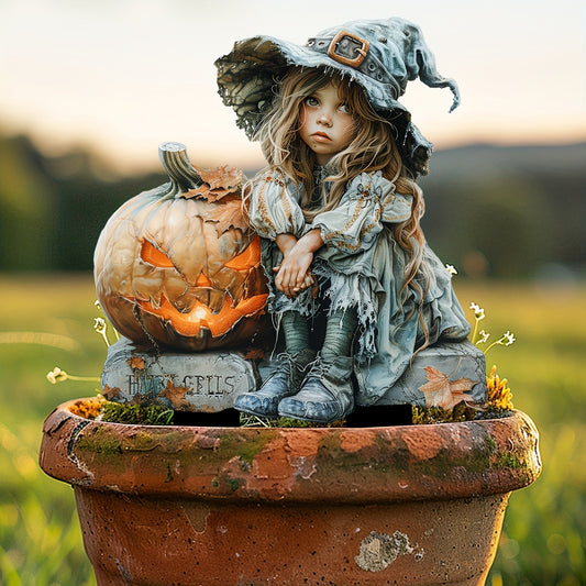 The Witchy Gypsy Boho Girl Haloween Garden Stake