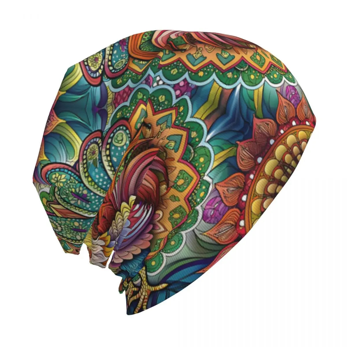 Boho Chicken Mandala Beanie, Cottagecore Funny Colorful Chicken Cap