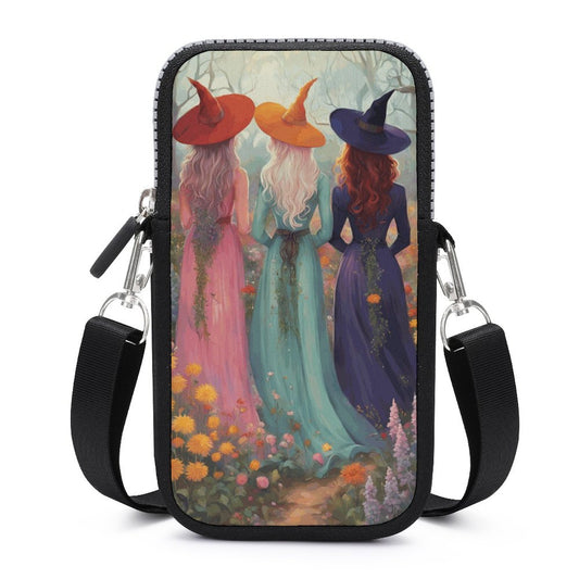 Boho Sister Witches Cell Phone Crossbody Pouch, Occult Personalized gift