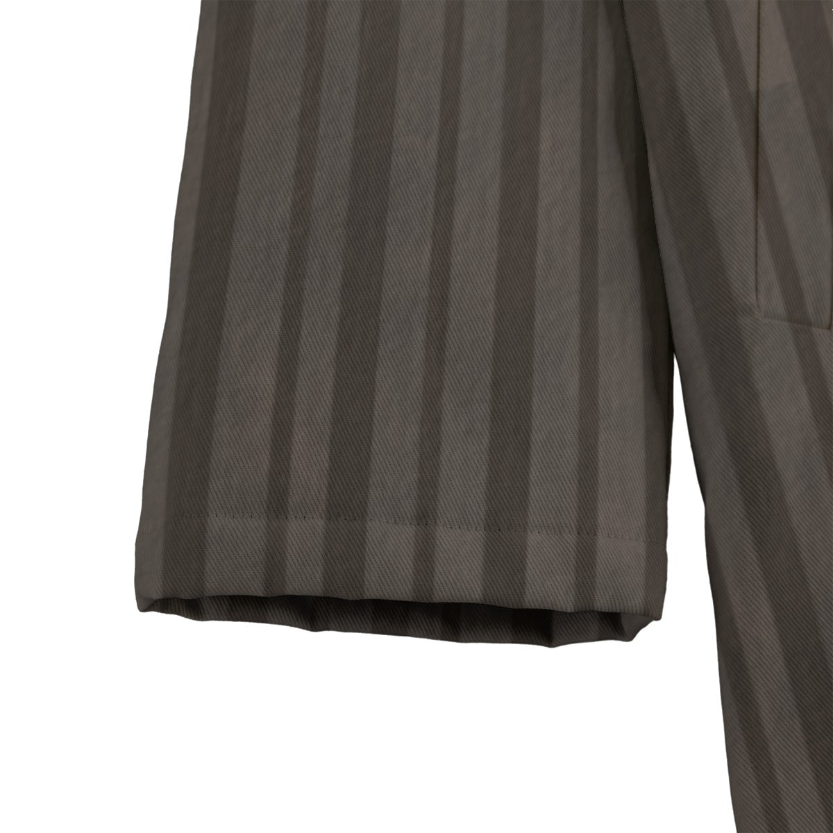 Close-up of a gray pinstripe suit on a white background