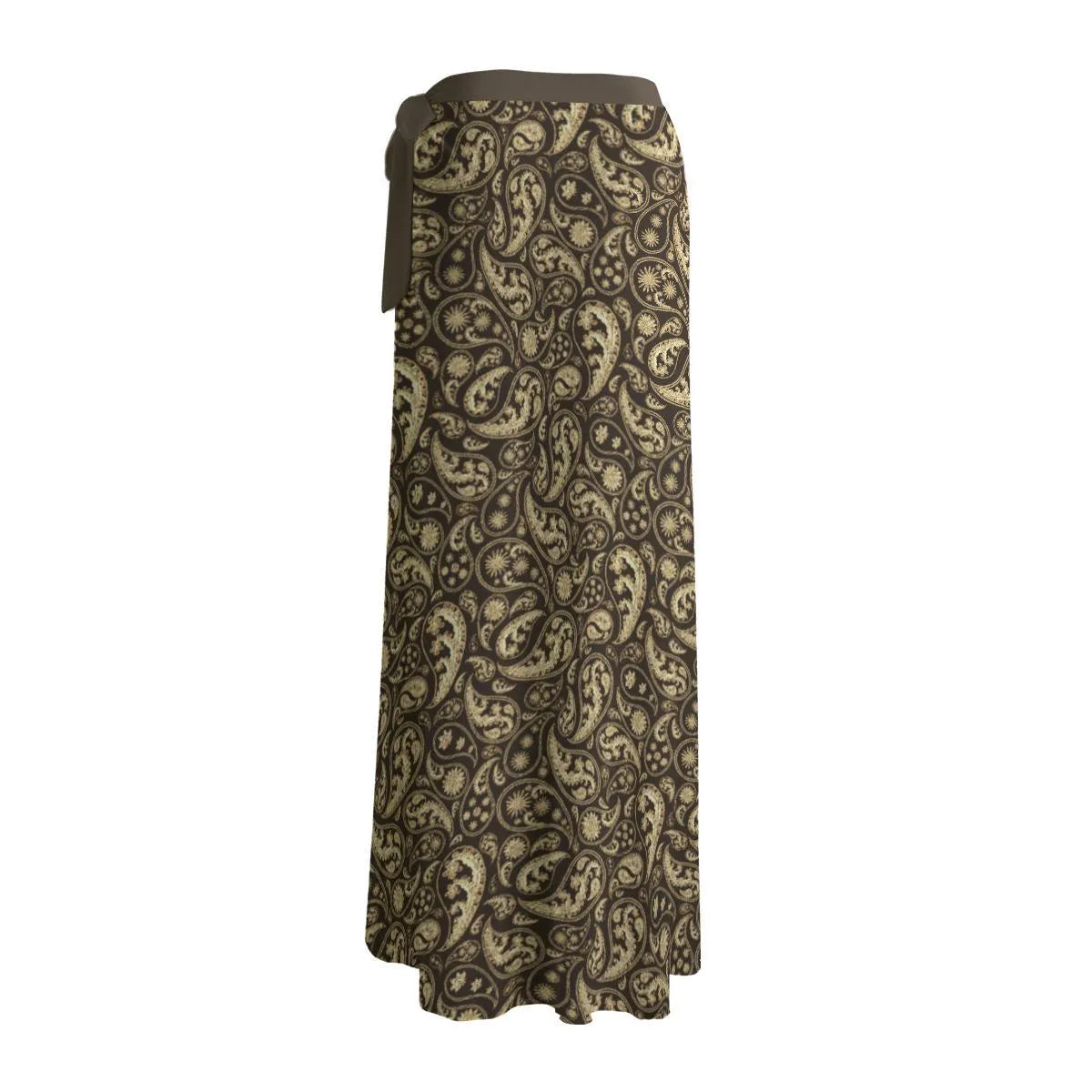 Long patterned skirt on a white background