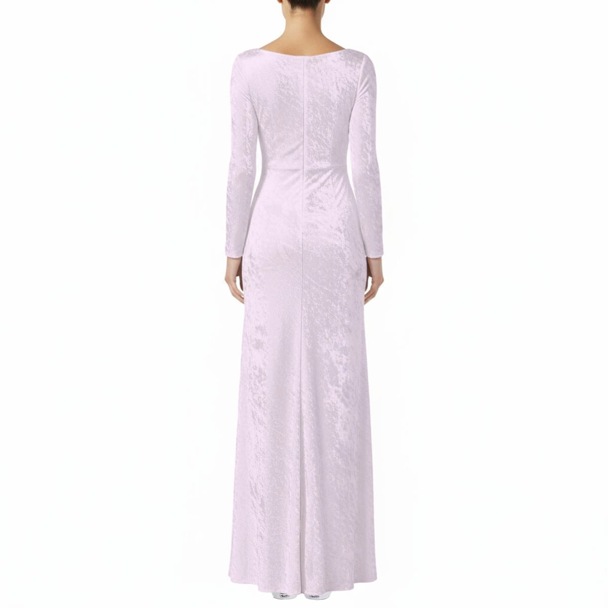 Long-sleeve light pink dress on a white background