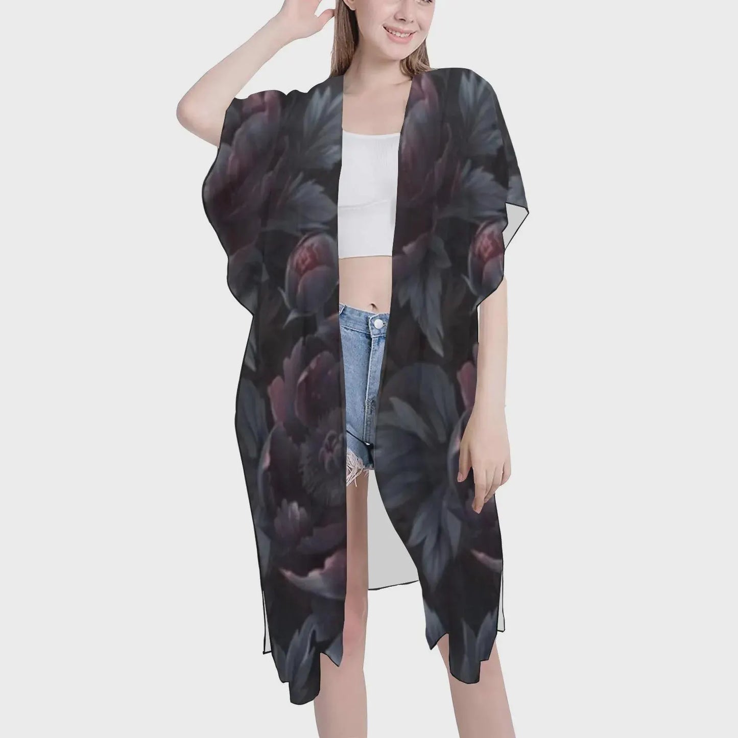 Chiffon Kimono Cover-Up: Dark Academia, Gothic Clothes