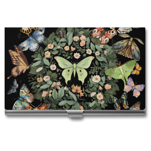 Cottagecore Lunamoth Business Card Holder: Whimsigoth Desk Decor