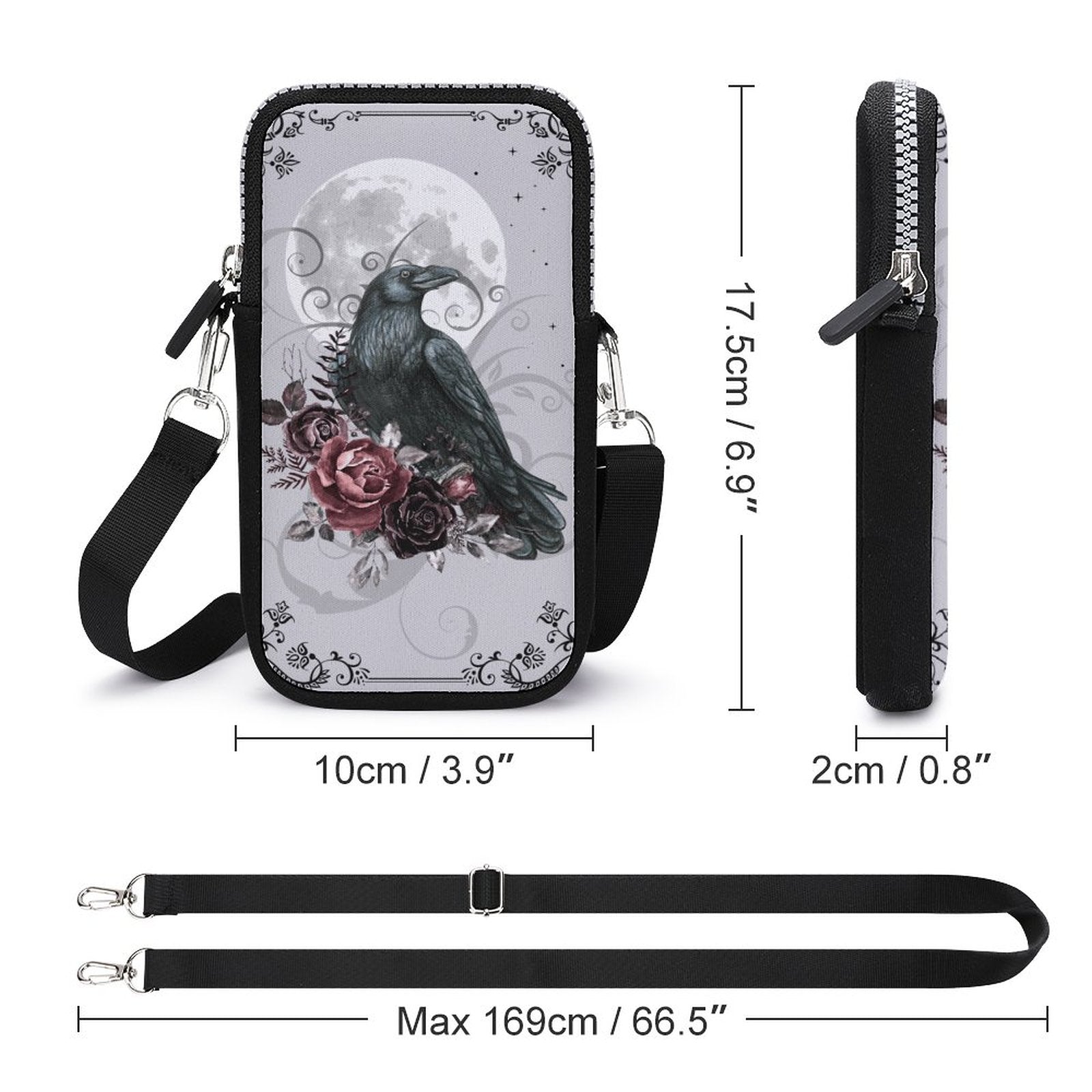 Crow Tarot Cell Phone Crossbody Pouch, A Witchcore Accessory Phone Purse