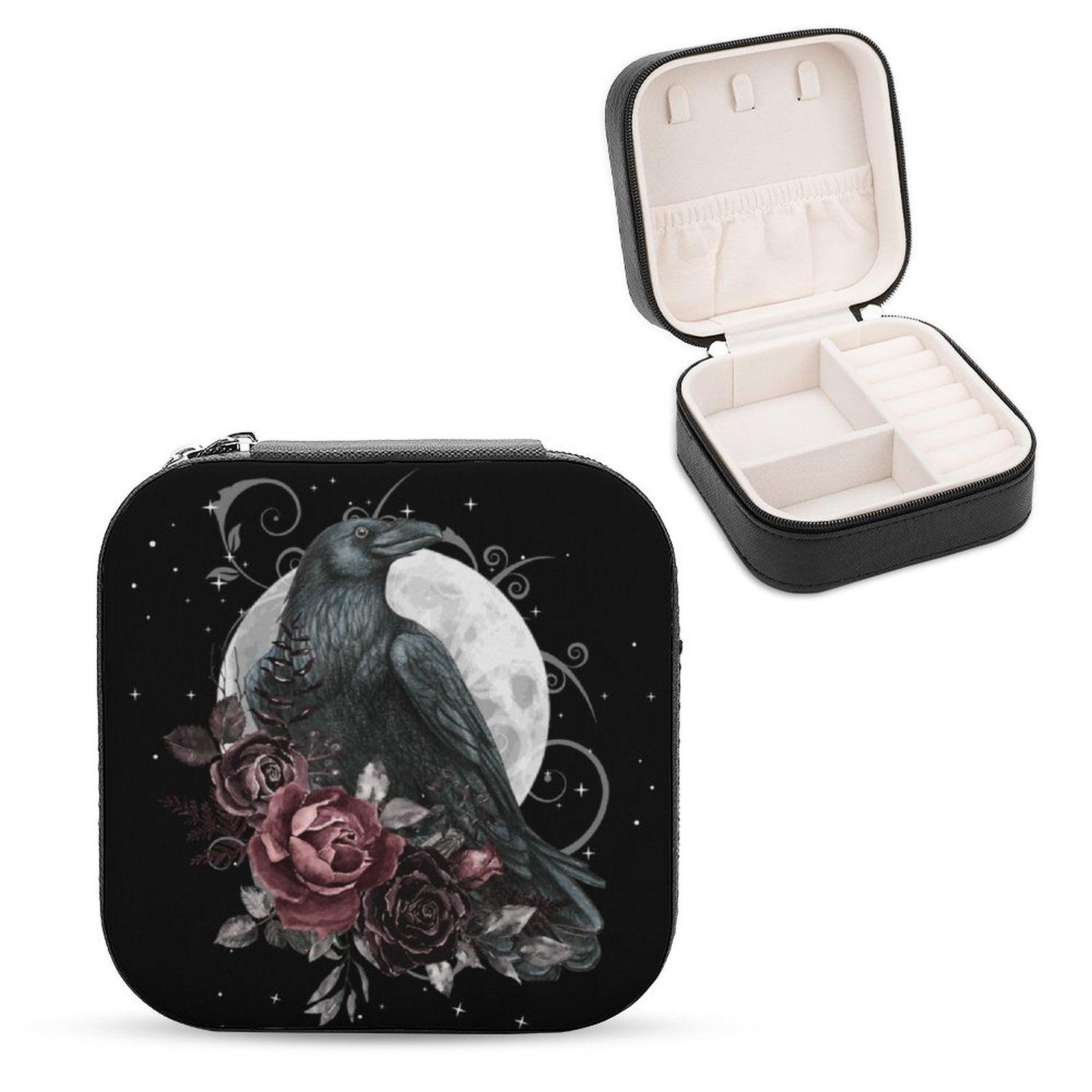 Crow Tarot Portable Stackers Jewellery Box, Whimsical Woodland Crow