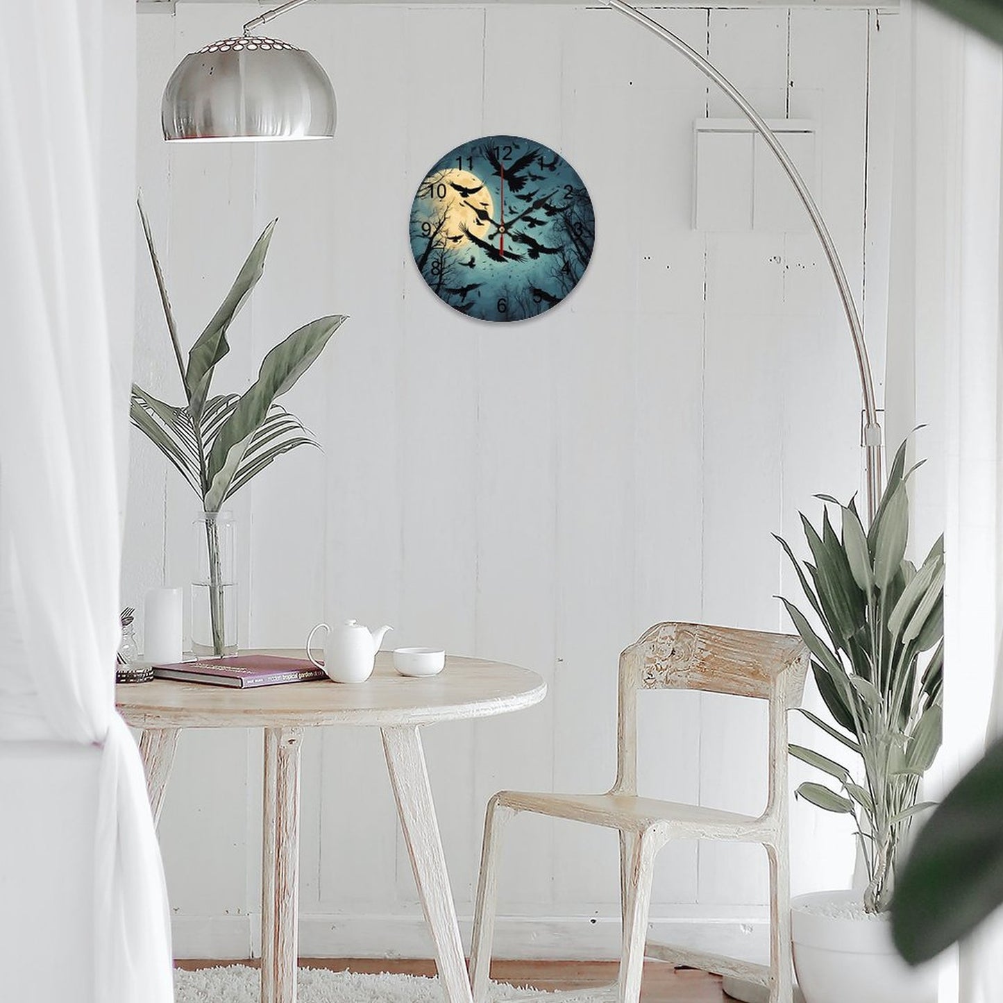 Crowcore Wall Clock: Whimsigoth Decor - Silent Edgar Allan Poe Inspired Timepiece