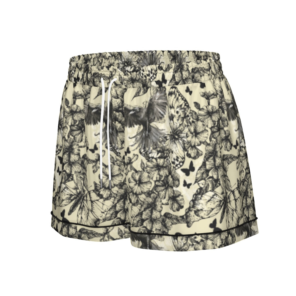 Skirt with butterfly and floral pattern on a white background
