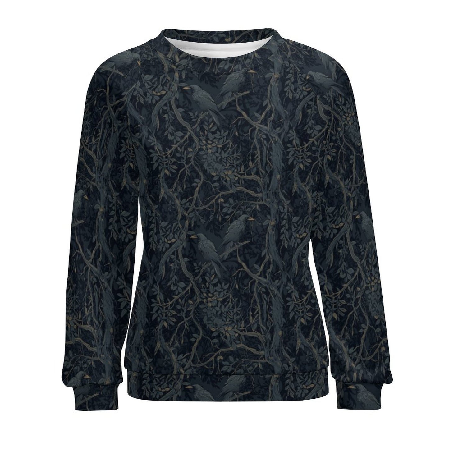 Dark patterned sweatshirt on a white background