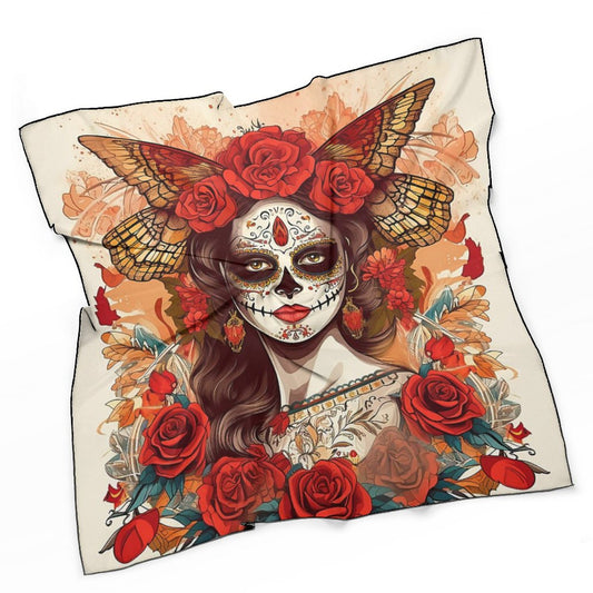 Day of the Dead Women's Scarf, Festive Sugar Skull Scarf - Mexican Scarf Vibrant Day of the Dead Accessory Headband Bandana Neckerchief