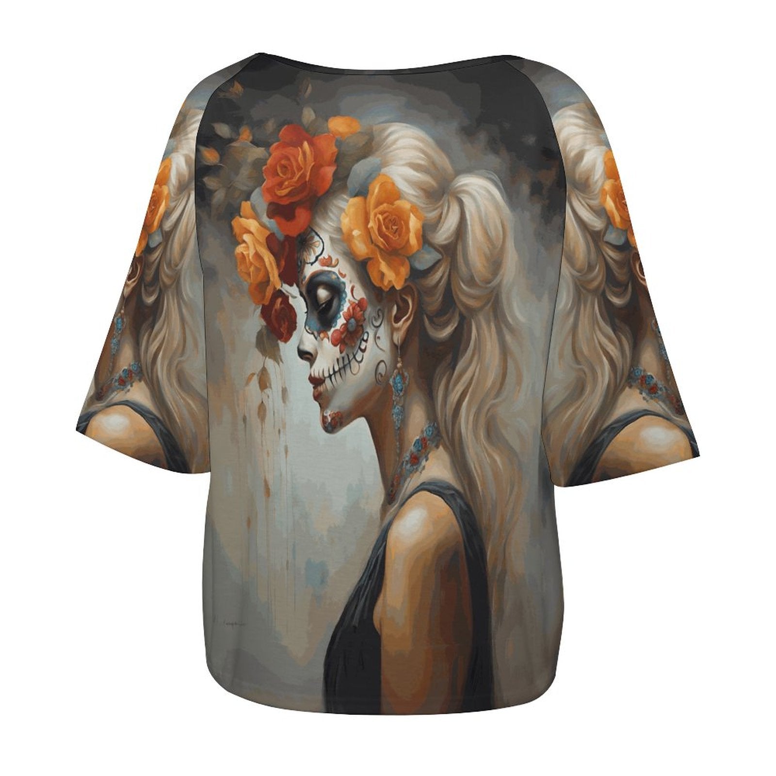 Day of the Dead Yellow Rose Off the Shoulder Blouse, Dia de los muertos shirt 