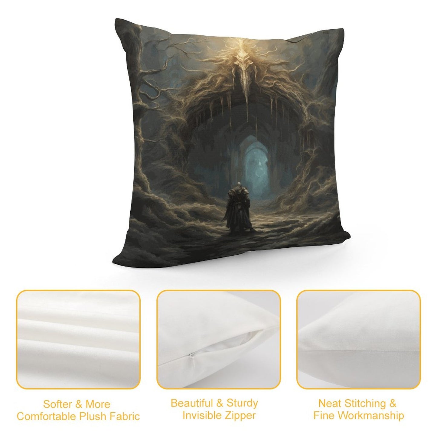 Decorative pillow with a fantasy design on a white background