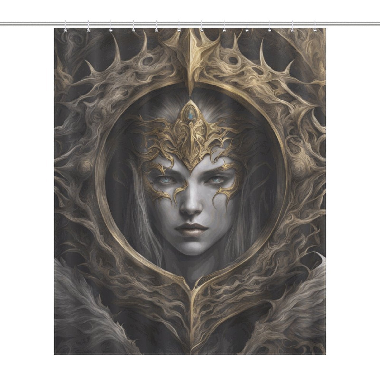 Elden Ring Queen Shower Curtain,witchy stuff winter solstice,moon goddess